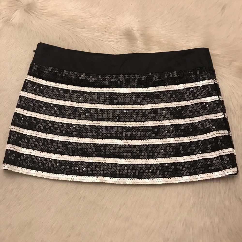 Sequin stripe mini skirt